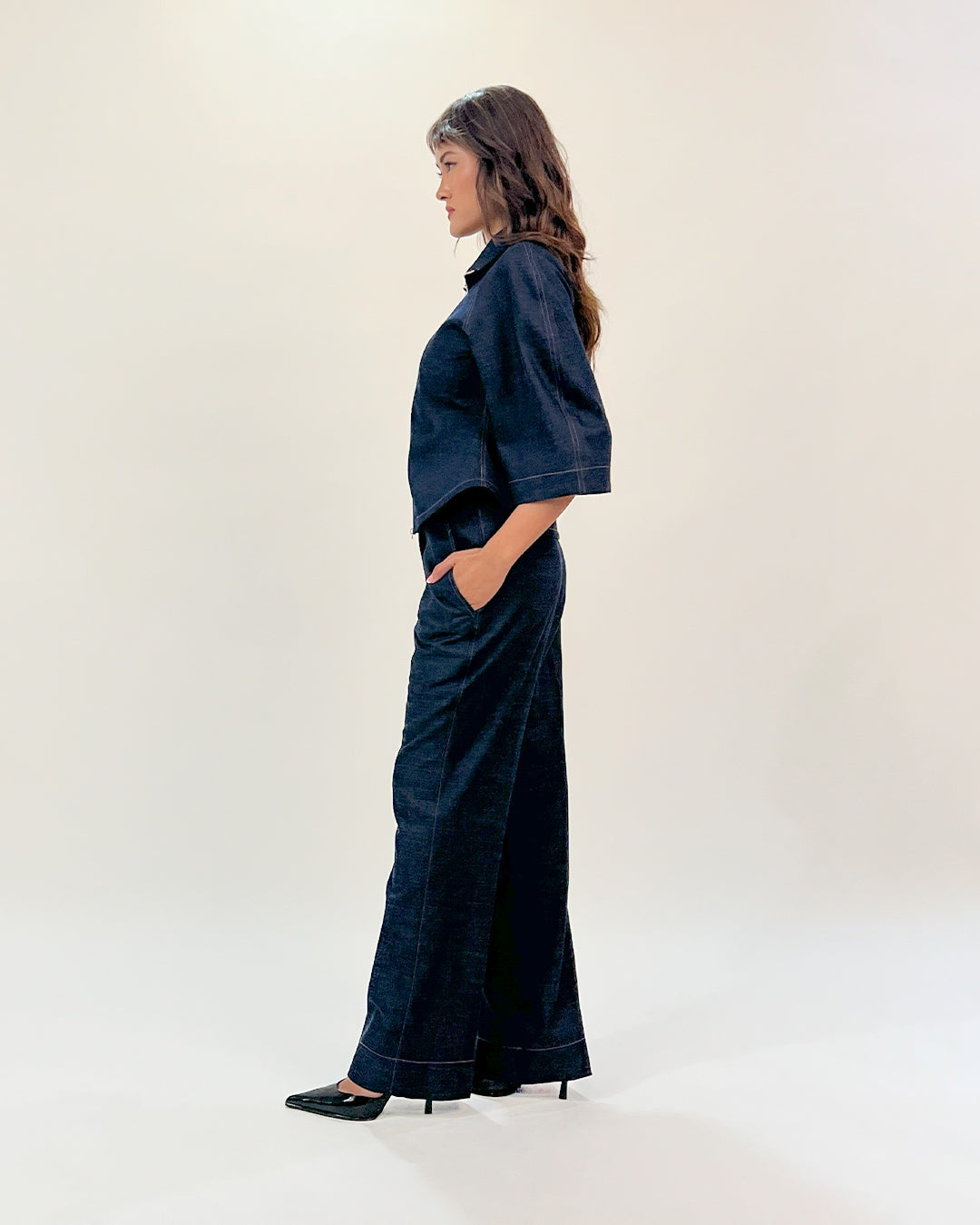 Flared denim pants