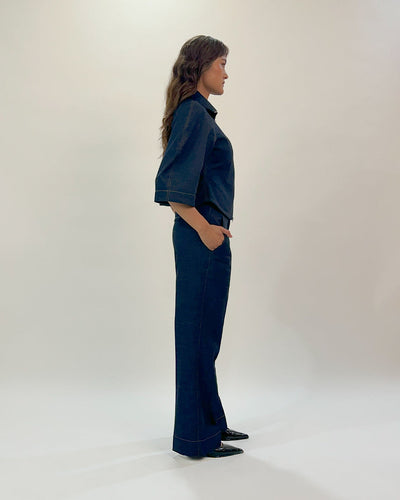 Flared denim pants
