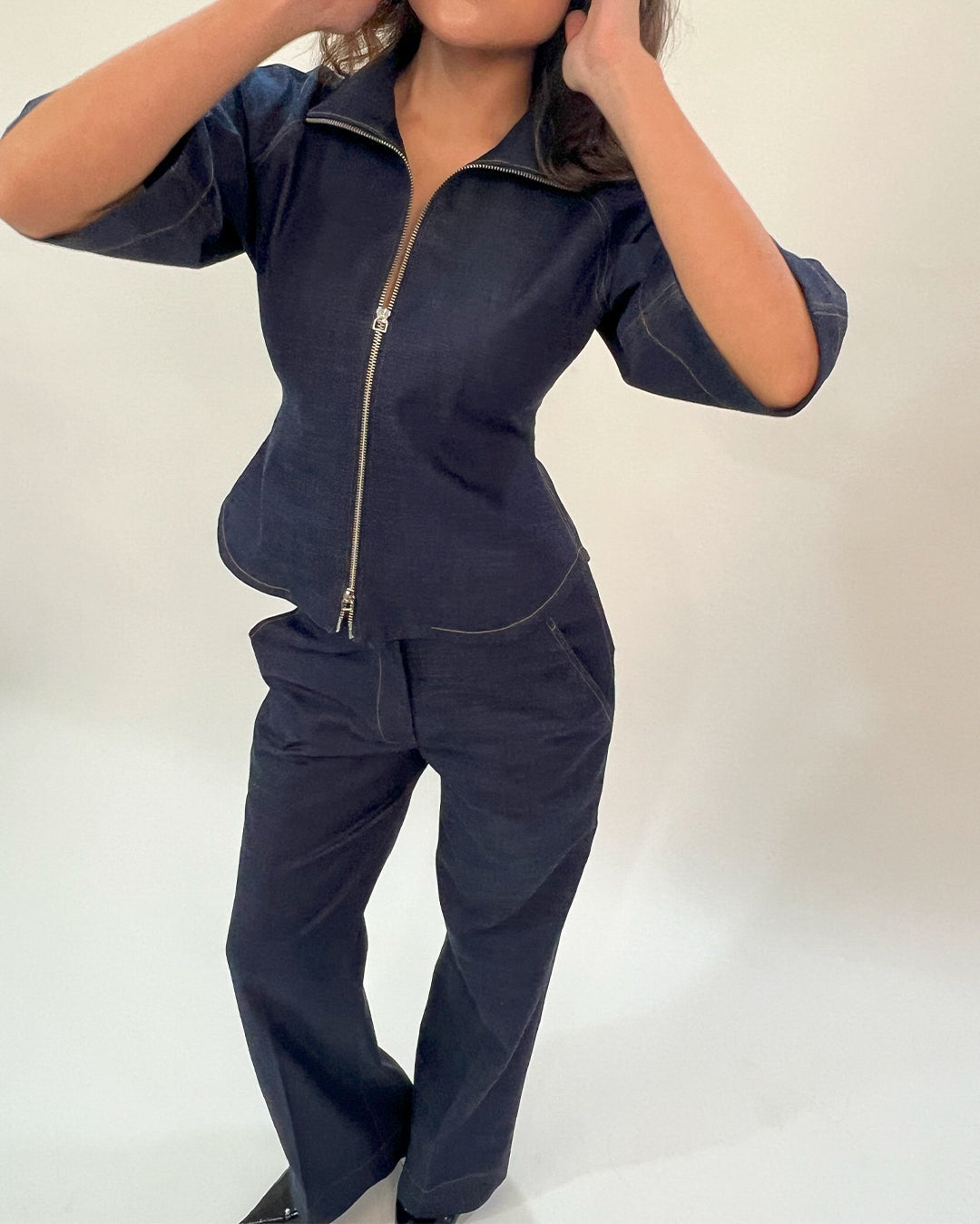 Flared denim pants
