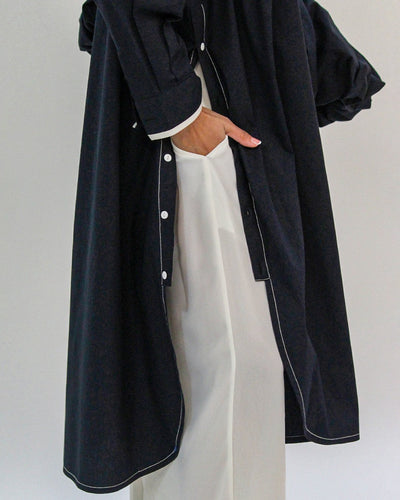 Line shirt dress-Raven