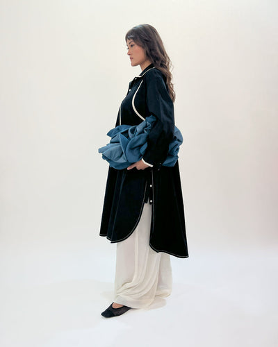 Line shirt dress-Raven