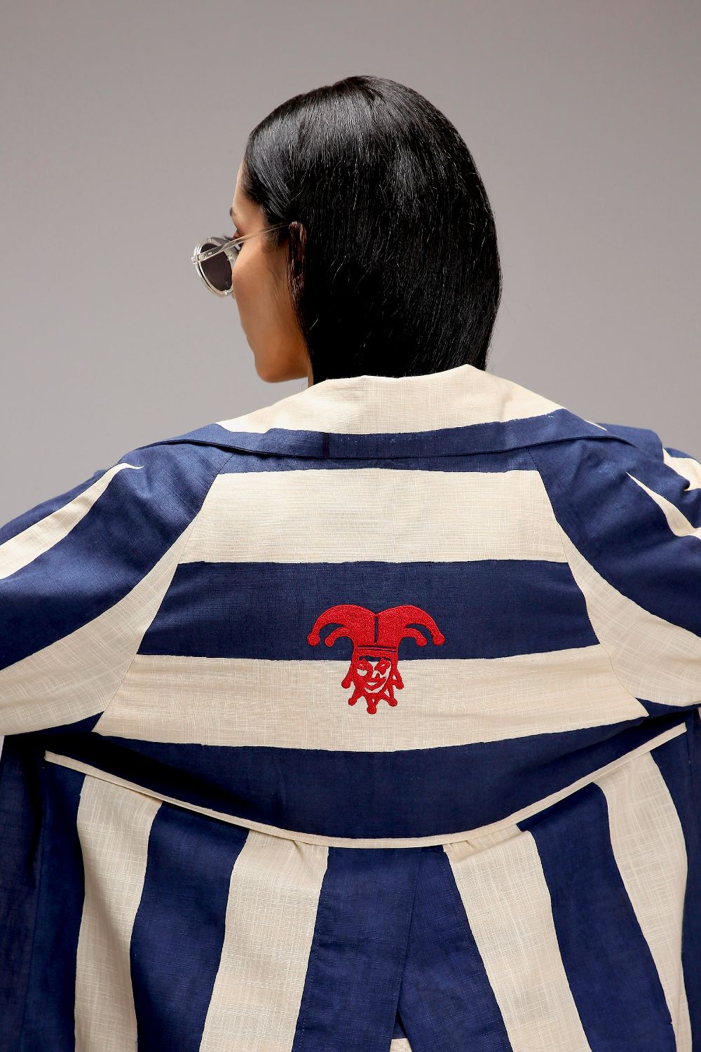 Egg-Shell Big Striped Trench Jacket