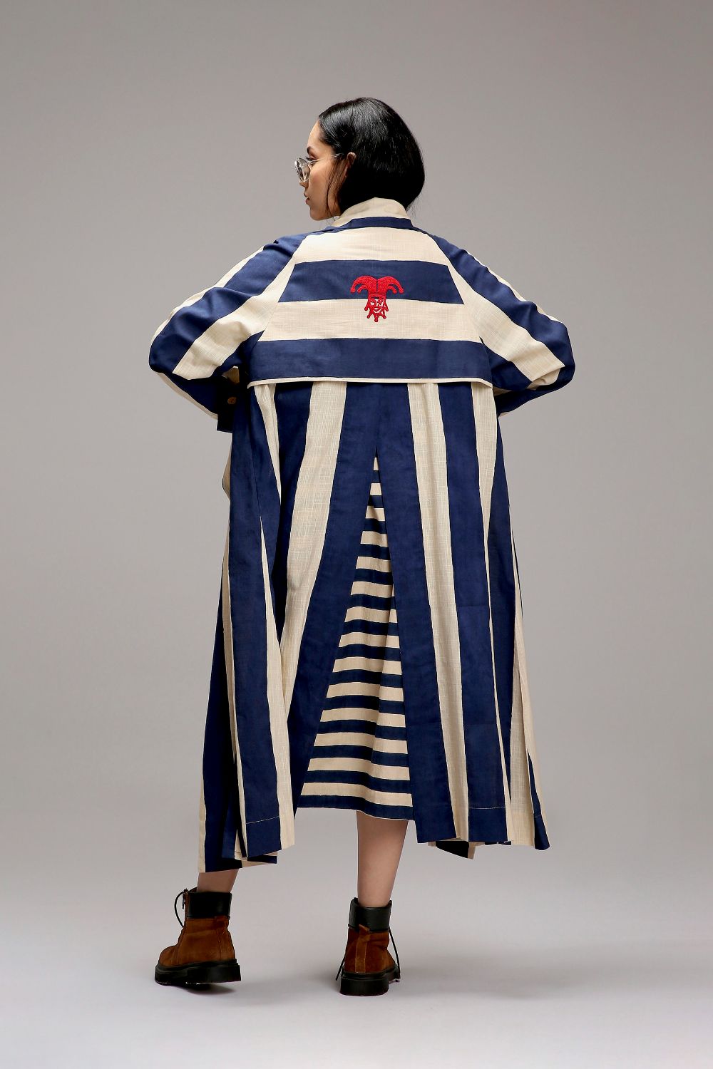 Egg-Shell Big Striped Trench Jacket
