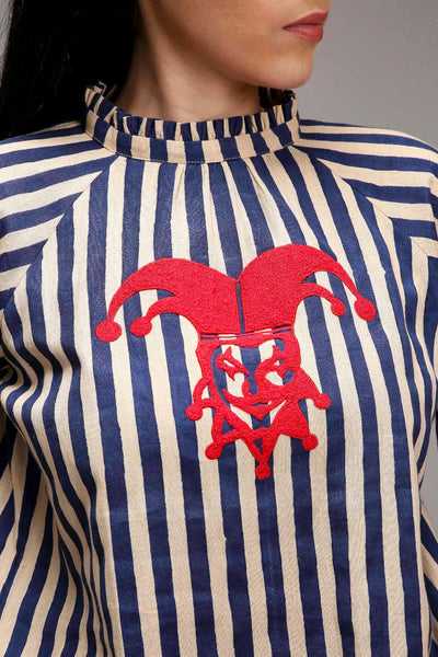 Egg-Shell Blue Striped Big Joker Tunic