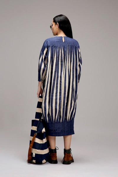 Egg-Shell Blue Striped Balloon Dress
