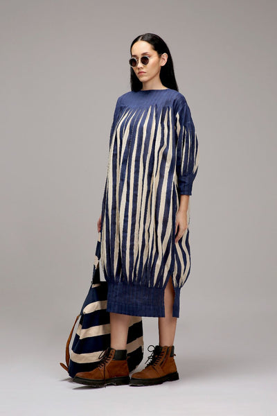 Egg-Shell Blue Striped Balloon Dress