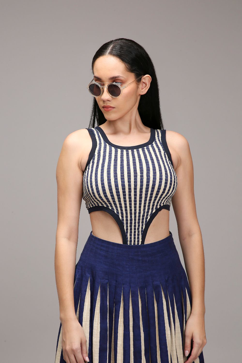 Egg-Shell Blue Striped Bodysuit