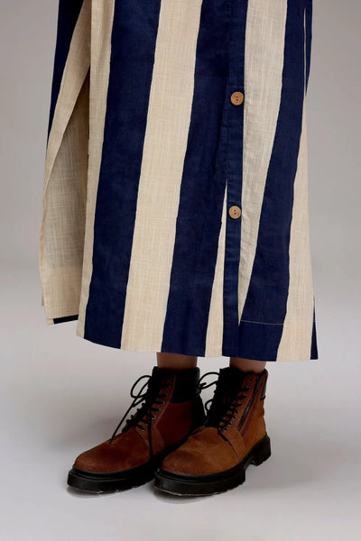 Egg-Shell Blue & Green Dual Stripe Dress Jacket Set (2 PCS)