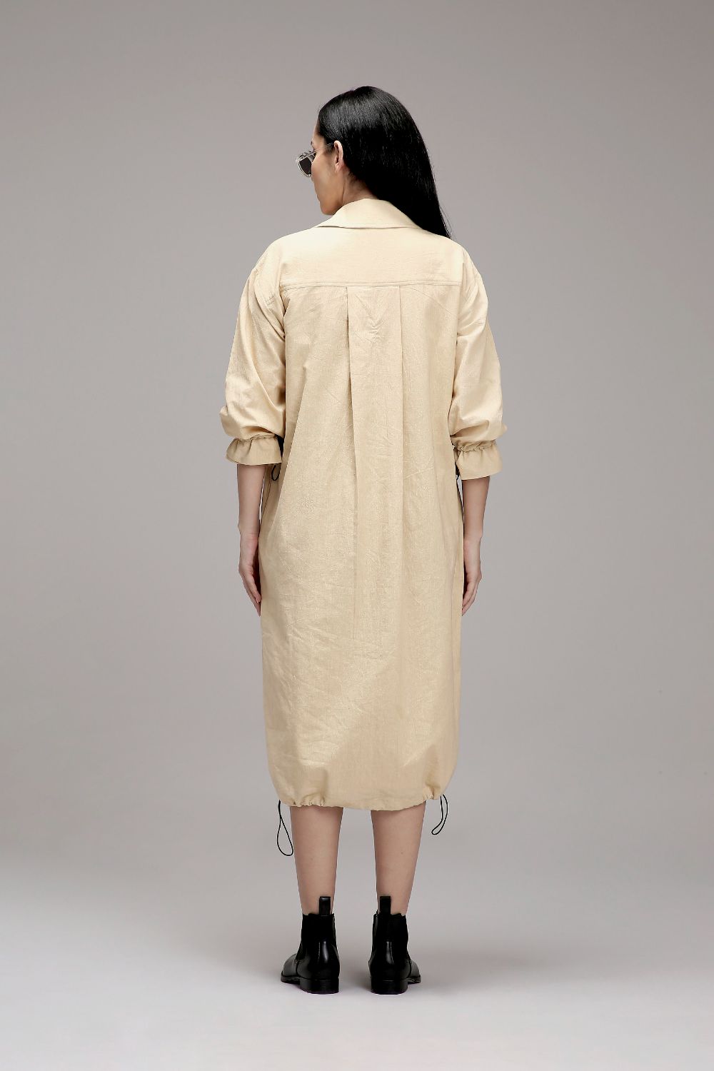 Egg-Shell Elasticated Shirt Dress
