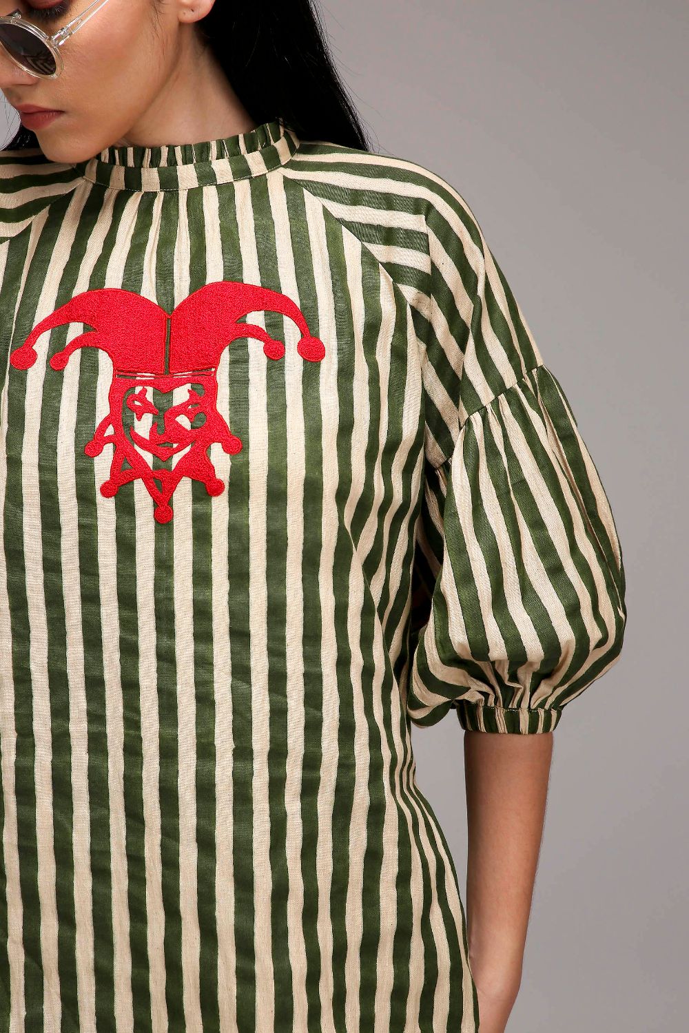 Egg-Shell Green Striped Big Joker Tunic