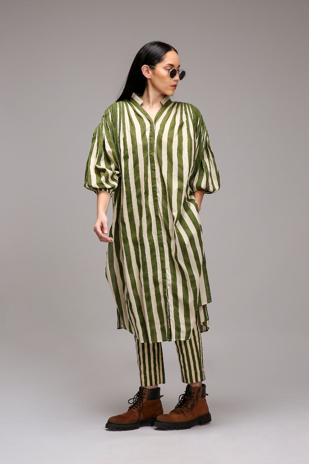 Egg-Shell Green Striped SE Pant