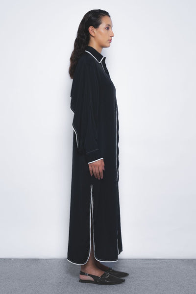 Elian Crepe Shirt Dress - Black and White