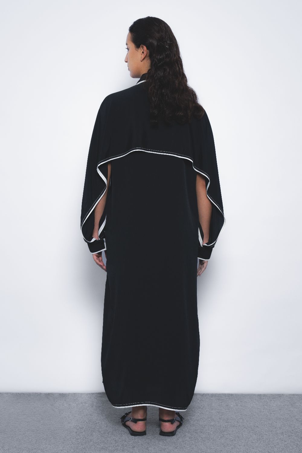 Elian Crepe Shirt Dress - Black and White