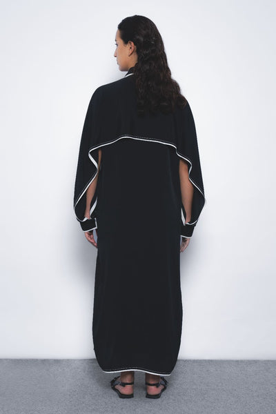 Elian Crepe Shirt Dress - Black and White