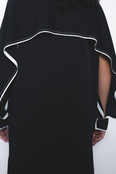 Elian Crepe Shirt Dress - Black and White