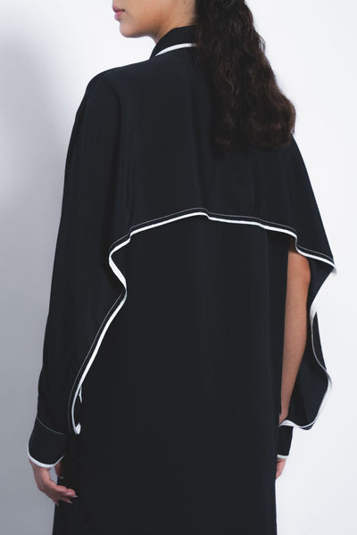 Elian Crepe Shirt Dress - Black and White