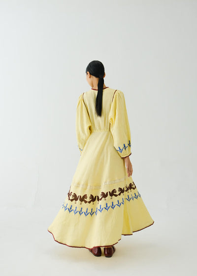 Emma Dress-Butter Yellow Bird Applique