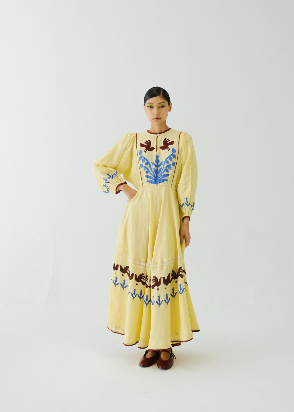 Emma Dress-Butter Yellow Bird Applique