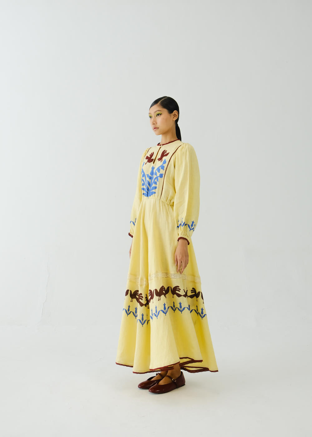 Emma Dress-Butter Yellow Bird Applique