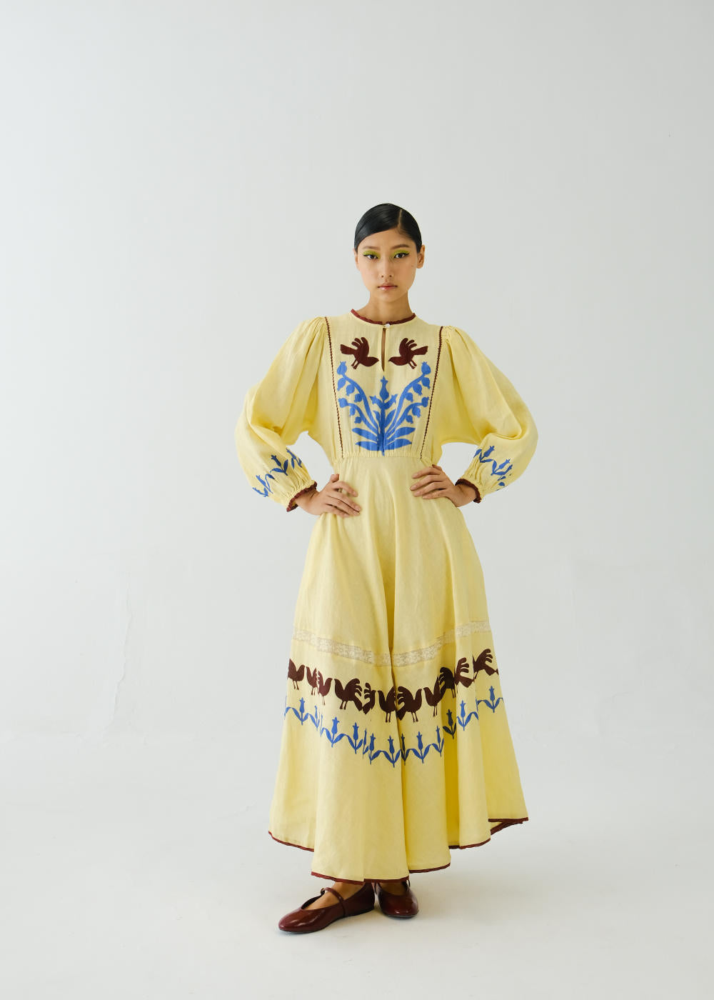 Emma Dress-Butter Yellow Bird Applique