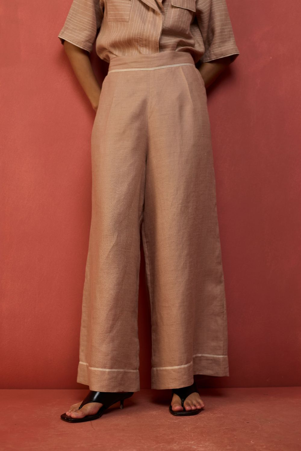 Emma Relaxed Fit Linen Pants - Dusty Rose