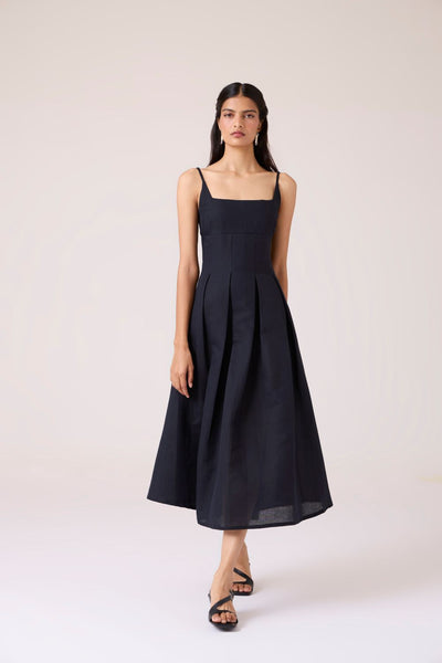 Eos Black Midi Dress