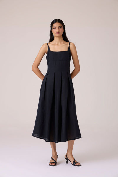 Eos Black Midi Dress