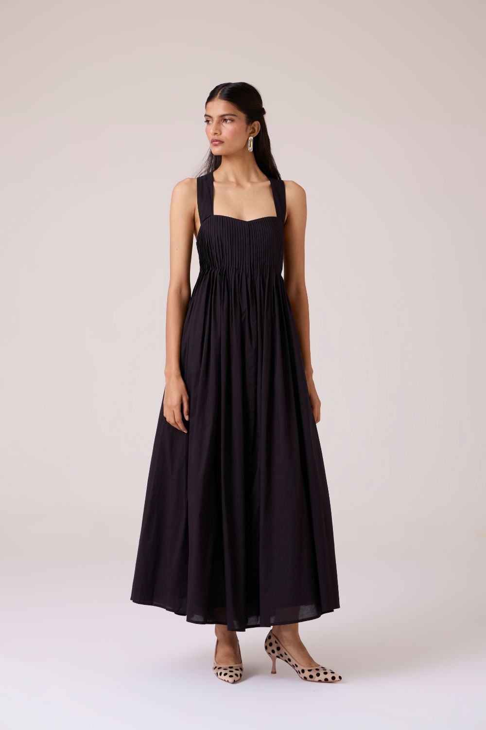 Erato Black Pleated Dress