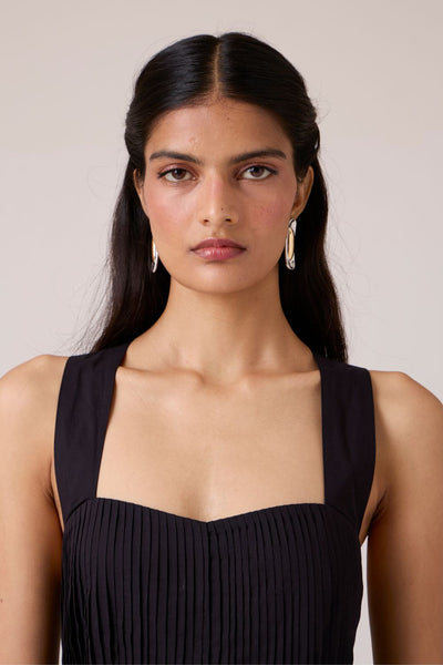 Erato Black Pleated Dress