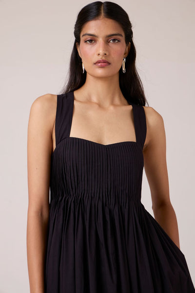 Erato Black Pleated Dress