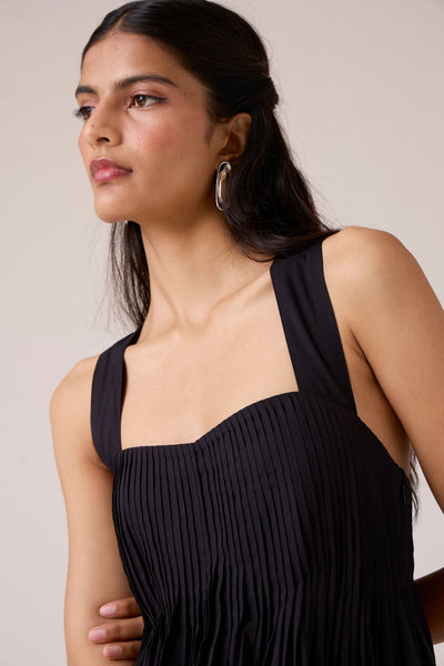 Erato Black Pleated Dress