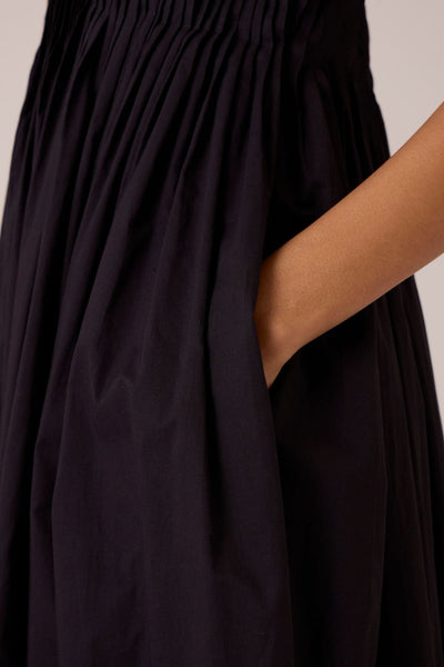 Erato Black Pleated Dress