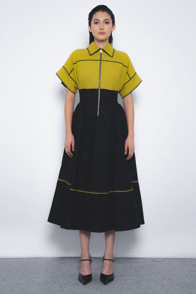 Esther Dress - Mustard and Black