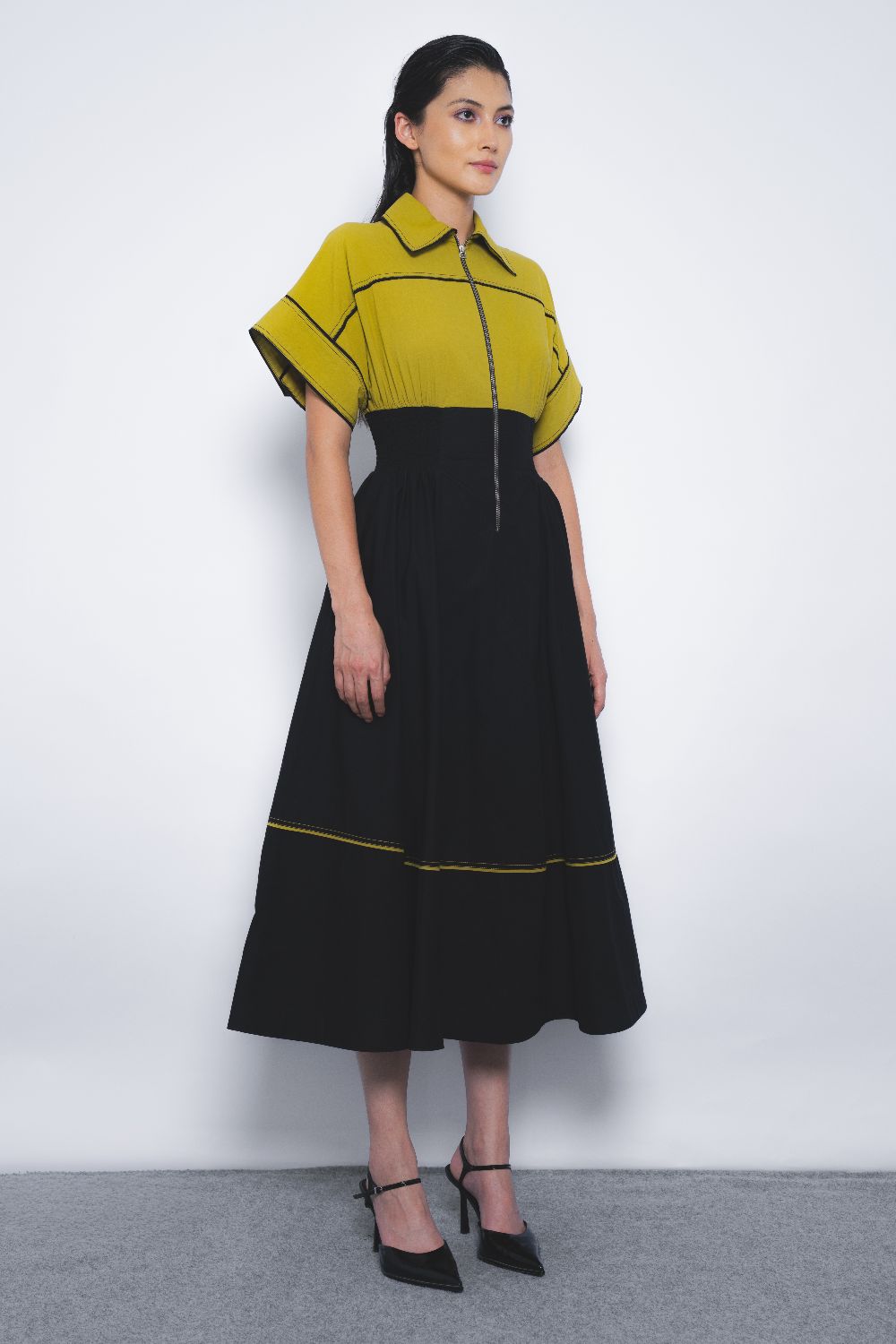 Esther Dress - Mustard and Black