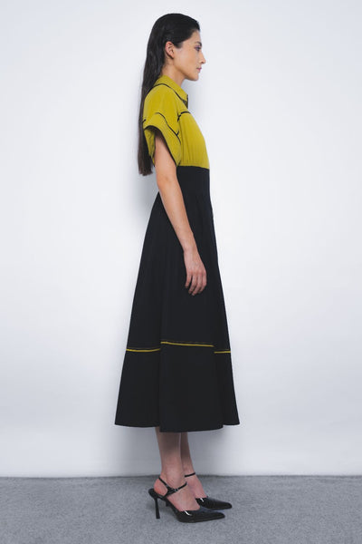 Esther Dress - Mustard and Black