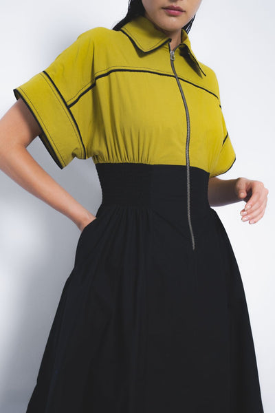 Esther Dress - Mustard and Black