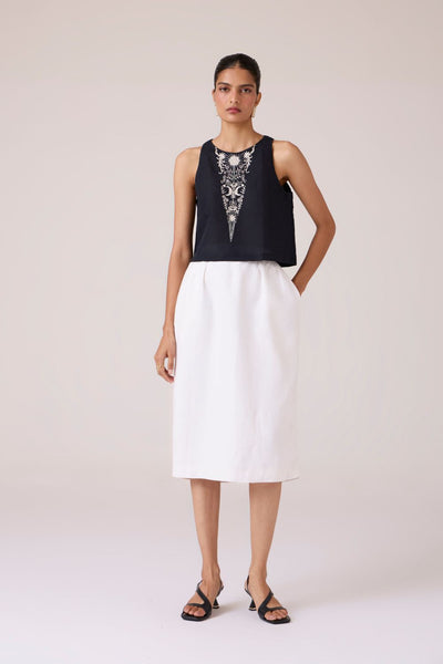 Evora Black Embroidered Top