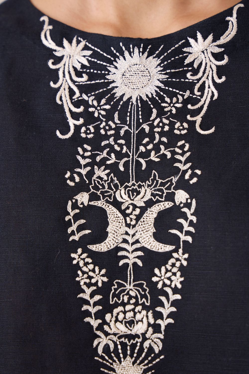 Evora Black Embroidered Top