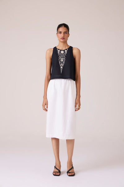 Evora Black Embroidered Top