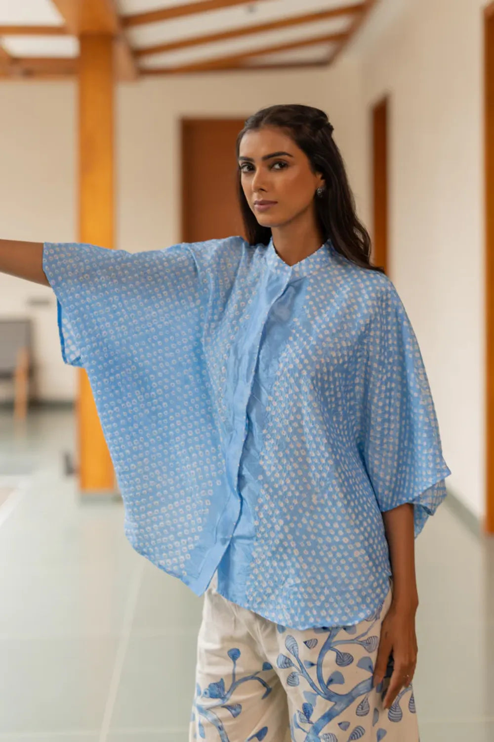 FLORA SHORT M KAF SHIRT-POWDER BLUE