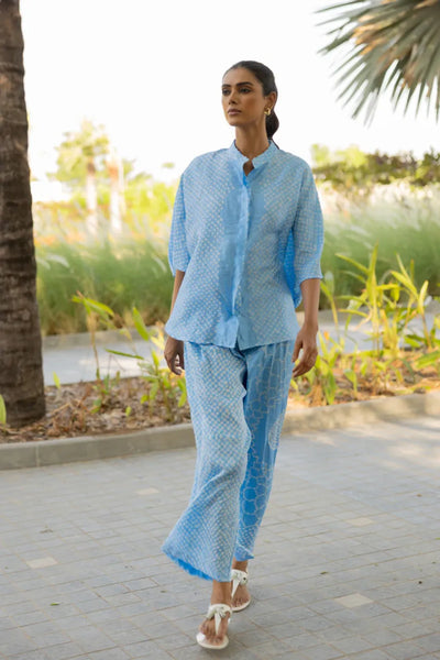 FLORA SHORT M KAF SHIRT-POWDER BLUE