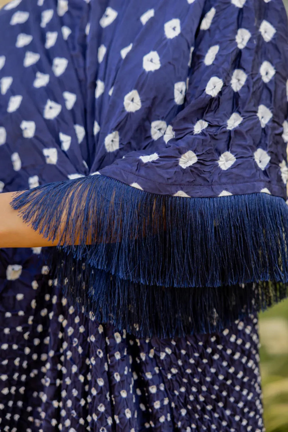 FRINGE KAFTAN-DARK BLUE
