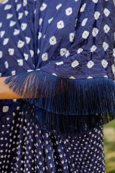 FRINGE KAFTAN-DARK BLUE