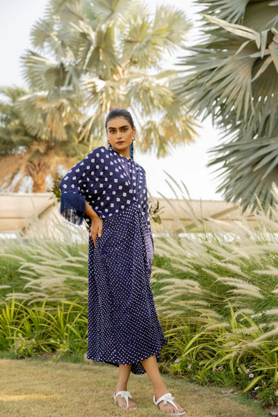 FRINGE KAFTAN-DARK BLUE