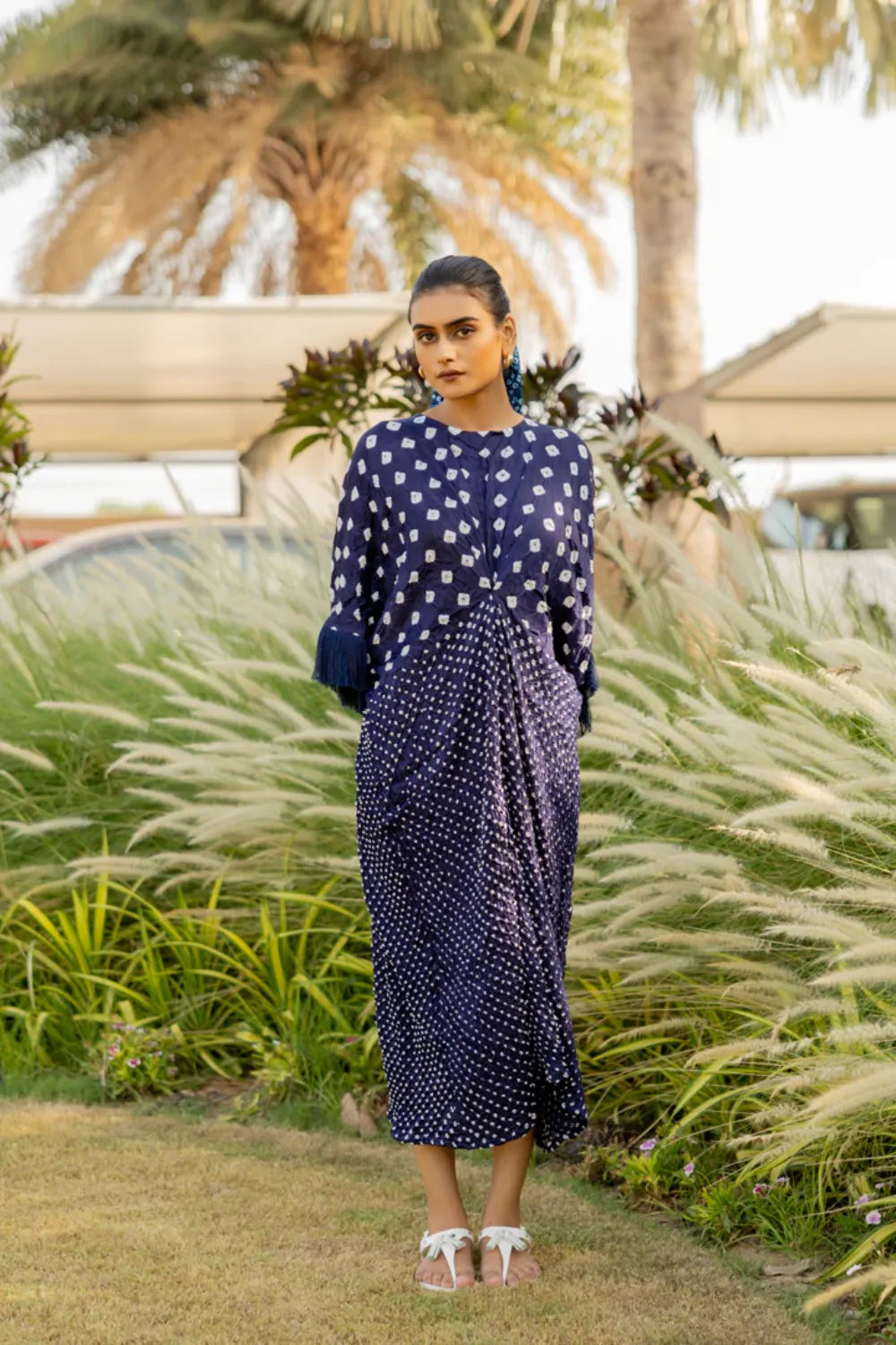 FRINGE KAFTAN-DARK BLUE
