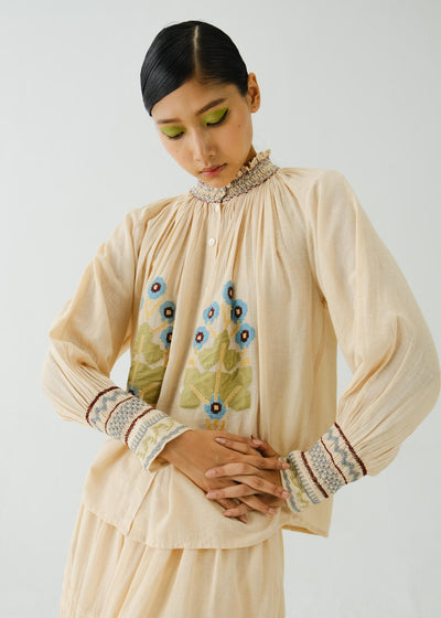 Farmer Top-Ivory Pixel Applique