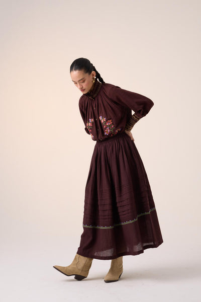 FARMER SET -MAROON (FARMER TOP +PINTUCK SKIRT)