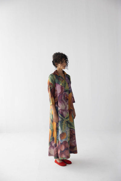 FRUIT FARM V-NECK COLLAR LONG DRESS
