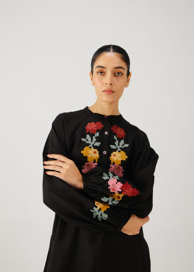 Goa dress-Black pixel emb.