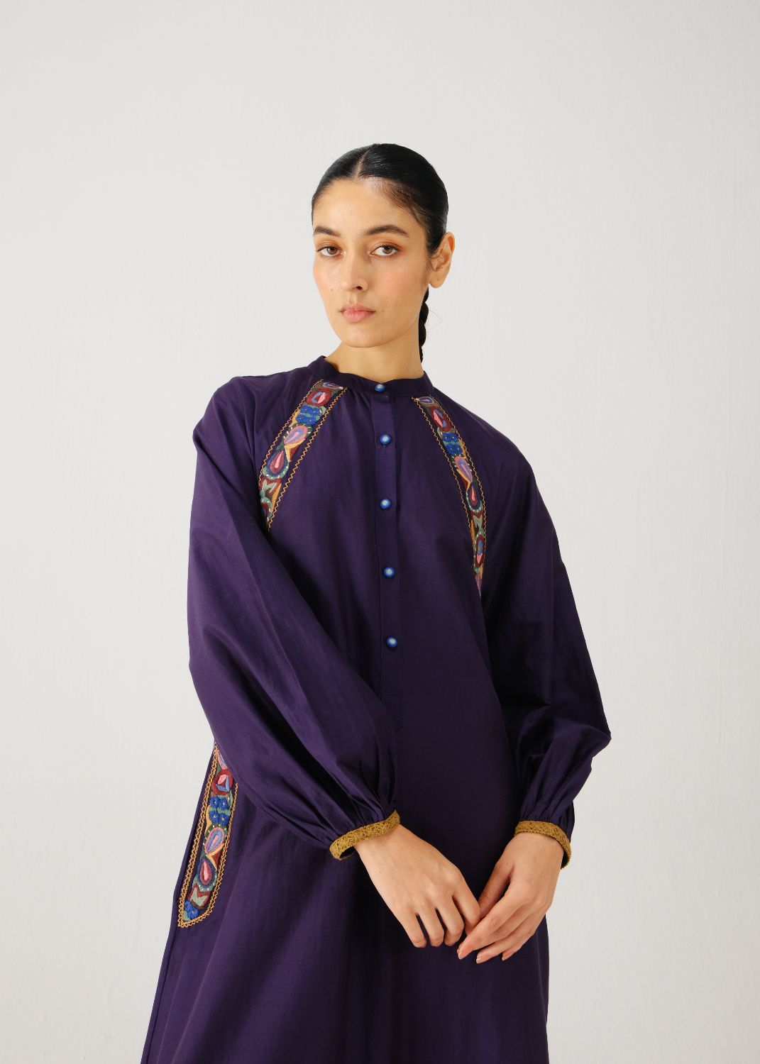 Goa dress-Ink band emb.